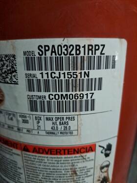 Spa032b1rpz Alliance Compressor Com06917 208-230v 60 Hz 1 Ph R410a