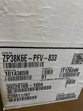 Zp38k6e-pfv-833 Alliance Compressor 1ph 208/230v New