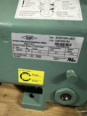 2c0572sh-2eu Bitzer Compressor 208/230v 113a 572cfm 1750rpm 3 Phase Green