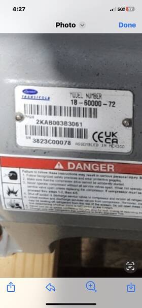 18-60000-72sv Carrier Air Conditioner Compressor Model 2kab003b3061