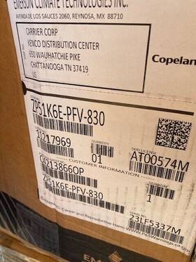 Zp51k6e-pfv-830 Copeland 55-102045-102s Compressor Rheem