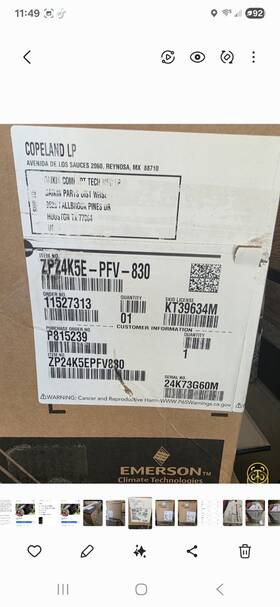 Copeland 682688063197 Zp24k5e-pfv-830 Scroll Compressor