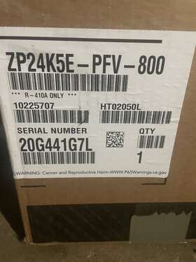 Copeland Zp24k5e-pfv-800 24 000 Btu 2.5 Ton 208-230 Vac
