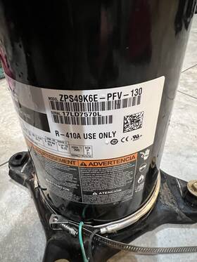 Zps49k6e Copeland Scroll Compressor Model - Pfv 130 Year 2017 -220v Single Ph
