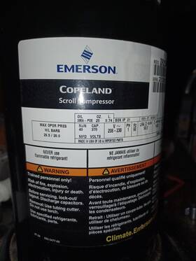 Zr25k5-pfv-7m3 Copeland Emerson Scroll Compressor