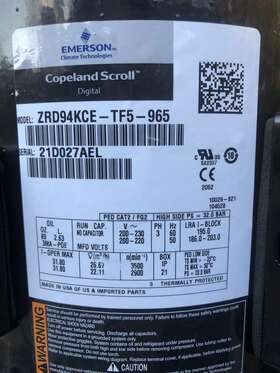 Zrd94kce-tf5-965 Copeland New Scroll Compressor 3ph 200-230v R22