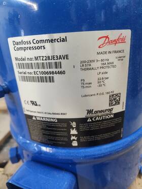 G0315.283mtz Danfoss Mtz28je3ave 2.5hp R404 R407 R134 R448 Mbp Reciprocating Refrigeration C