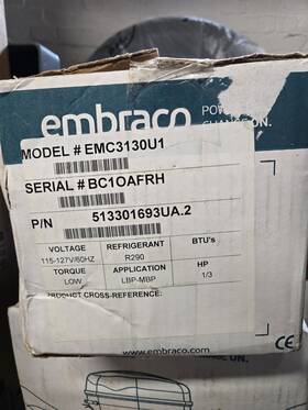 Emc3130u1 Embraco Embrace R-290 Refrigeration Compressor