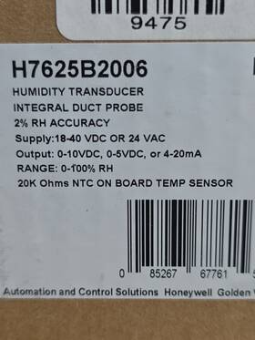 Honeywell H7625b2006 Humidity Transmitter 2% Rh Accurac