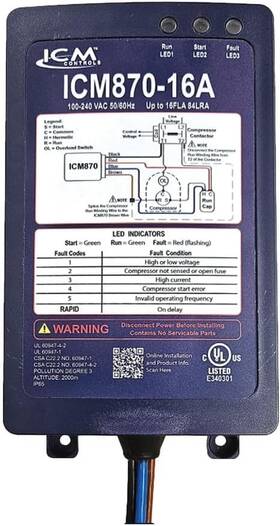 Icm870-16a Icm Controls B0fmj3s7zd Soft Start 16a Compressor Protector With Built-i