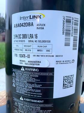Aba042dba Lg 103476-03 - 44 200 Btuh Variable Speed Scroll Compressor 380vdc 3-phase
