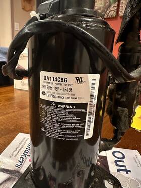 8oh00112tk09 Lg Qa114cbg 1ph 60hz 115v Lra 38 R22 Compressor