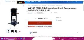 Mba033raa Lg Compressor Refrigeration 4 Hp