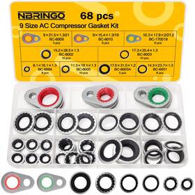 Nbringo 716597866331 68 Pcs Ac Compressor Gasket Kit - 9 Sizes A/c Set Silver