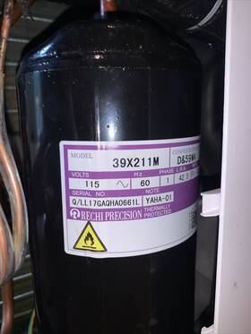 Lk20g1qda52351 Rechi Precision Q/lk20g1qda52351 Model 39x1g1g 115v 60hz 1 Ph Lra 31.5 R-32 Compressor