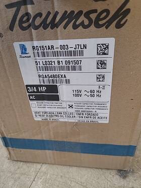 Rg151ar-003-j7ln Tecumseh Rotary Compressor