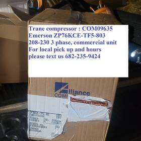 Zp76kce-tf5-803 Trane Com09635 Compressor Ssa076a3bpz 6.3 Ton 200/230/60/3