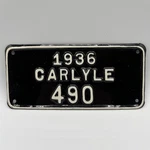 Vintage 1936 Carlyle Porcelain Enamel Metal Id Plate Industrial No. 490. Fixed Price $35.00.