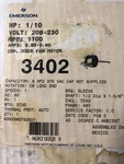Emerson Motors 3402 1/10 Hp, 1100 Rpm, 208-230V, Psc Condenser Fan. Fixed Price $125.00.