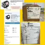GF2034 Century 5/8 Shaft 1/3HP 1725RPM 48 Frame 115/230V Belt Drive Fan Motor. Fixed Price $206.98.
