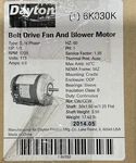 Dayton 6K030K Motor, 1/3 Hp, Split Ph, 1725 Rpm, 115 V. Fixed Price $180.00.