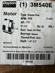 Dayton Hvac Shaded Pole Motor 1/70HP 3000 Rpm 115V 71213795M 3M540E. Fixed Price $75.23.