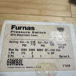 Original Furnas Pressure Switch 69MB8L W/ Disconnect Lever New Box. Fixed Price $49.00.