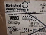 Bristol Rotolock H2NG184GPEF 460V 60HZ 3PH Compressor York S1-015-03388-000. Fixed Price $3395.00.