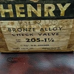 Henry Bronze Check Valve 1/8 In O.d. Solder 205-1 Water. Fixed Price $119.99.