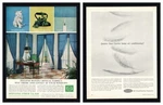 1962 Stevens Fiber Glass Curtains Draperies / Carrier Air Conditioning Print Ad. Fixed Price $12.00.