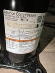 Alliance Compressor SBA049B1CPZ COM11497 220V 60 Hz Ph R410A ! Year 2021. Fixed Price $440.00.